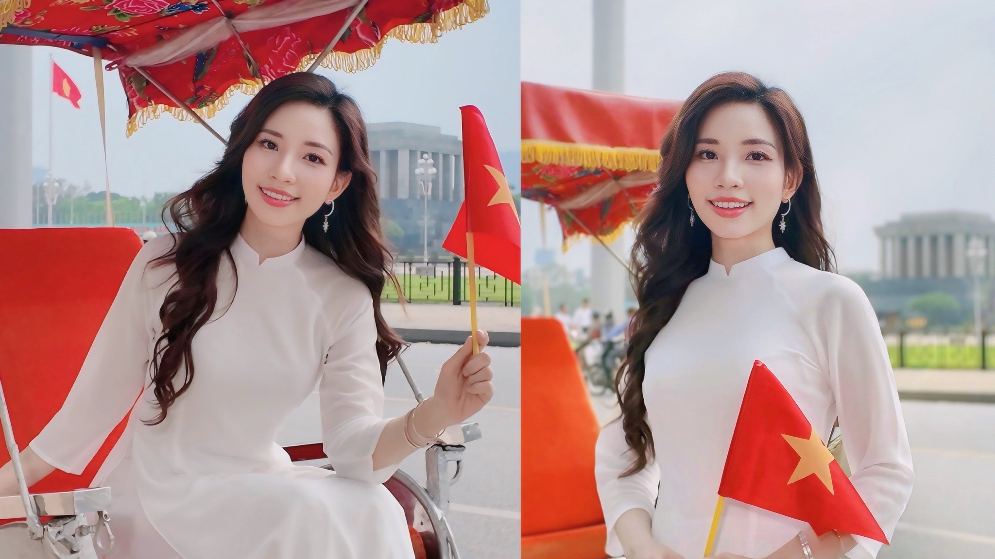 Rạng rỡ trong áo dài truyền thống, Á khôi Mivi Diễm Anh tự hào mừng đại lễ  30/4