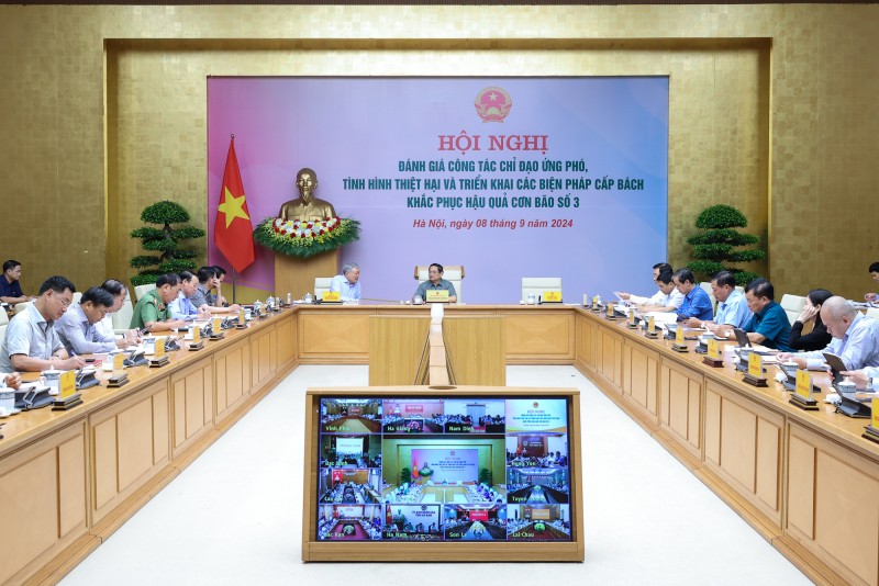 Thủ tướng chủ trì Hội nghị đánh giá công tác chỉ đạo ứng phó, tình hình thiệt hại và triển khai các biện pháp cấp bách khắc phục hậu quả cơn bão số 3