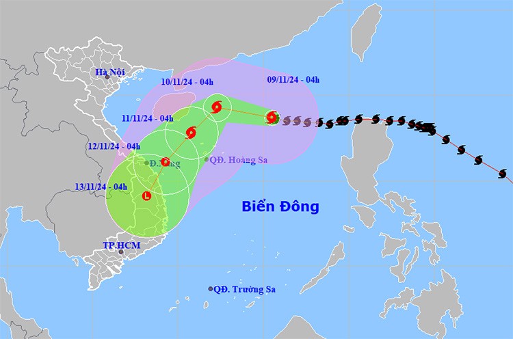 Bão số 7 gần vùng biển Hoàng Sa, biển động dữ dội