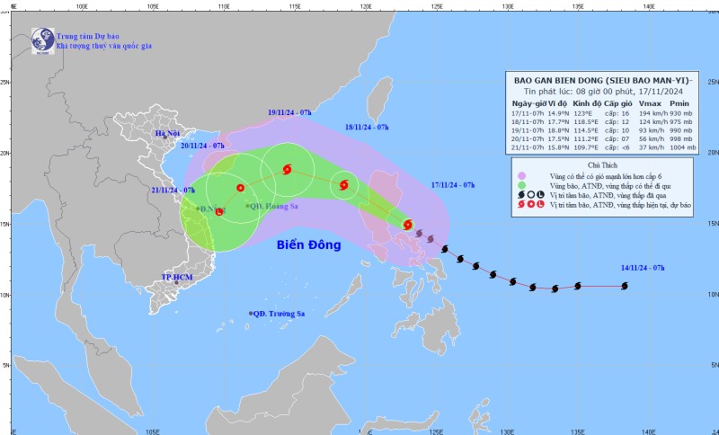 Bộ Nông nghiệp và Phát triển nông thôn chỉ đạo ứng phó với bão MAN-YI gần biển Đông