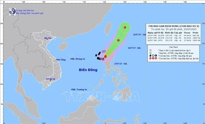 Bão số 4 đổ bộ vào đảo Luzon (Philippines); trên biển mưa dông, sóng lớn