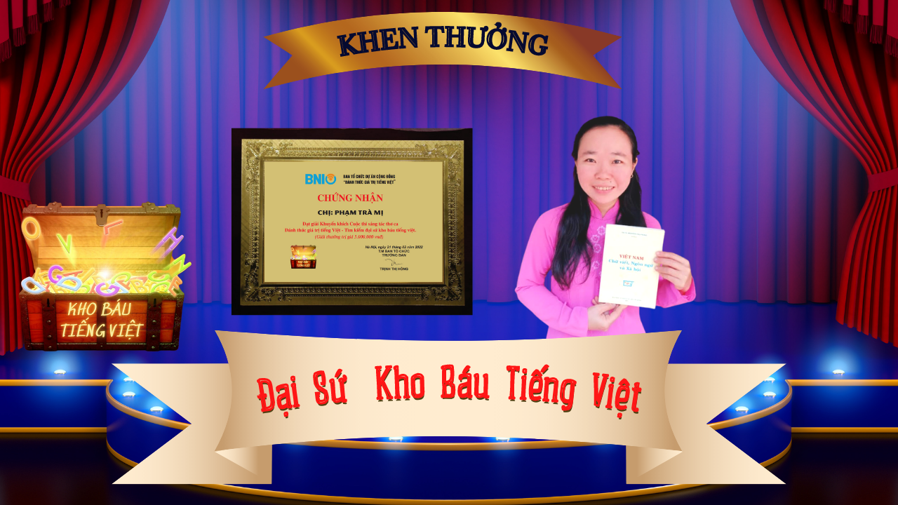 Đại sứ Kho báu Tiếng Việt Phạm Trà Mị, sau chung kết Cuộc thi Sáng tác Thơ ca - Đánh thức Giá trị Tiếng Việt..