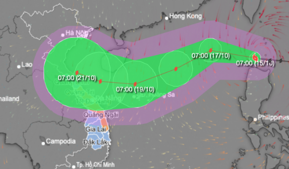 Bão Nesta vào Biển Đông, khả năng mạnh thêm vào tối 16/10