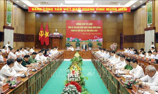 Tổng Bí thư Tô Lâm: Đồng Tháp  huy động mọi nguồn lực, thế mạnh đặc trưng để bứt phá phát triển