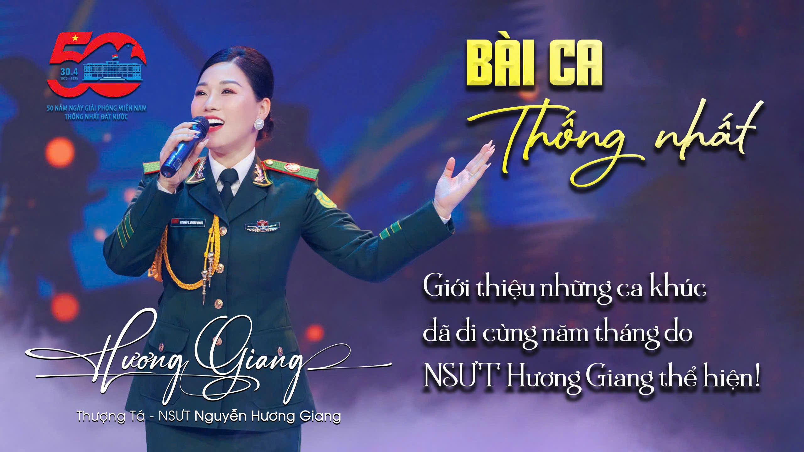 Thượng tá, NSƯT Hương Giang hát mừng thống nhất non sông