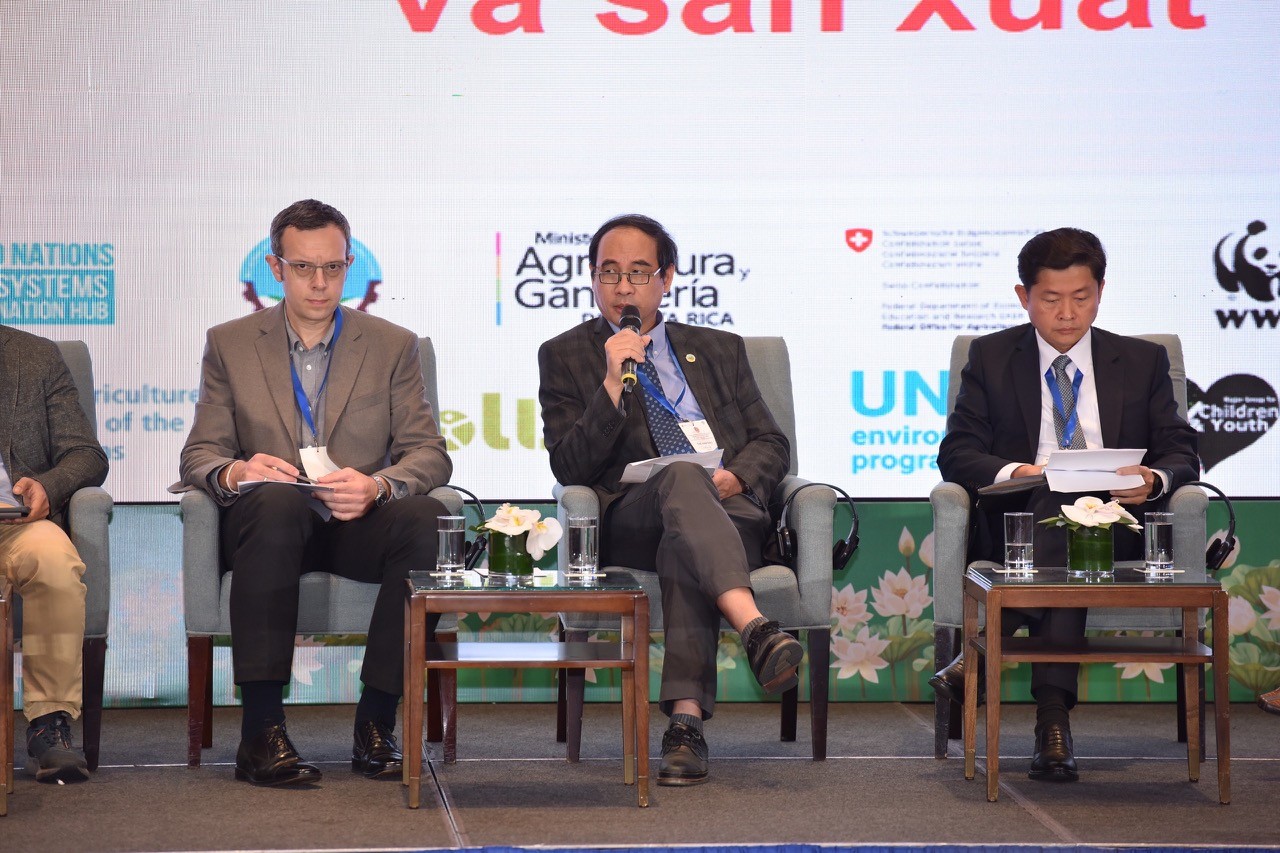 PHOTO: Viện sĩ Đào Thế Anh phát biểu tại Hội nghị toàn cầu lần thứ 4 của LHQ về Hệ thống LTTP bền vững