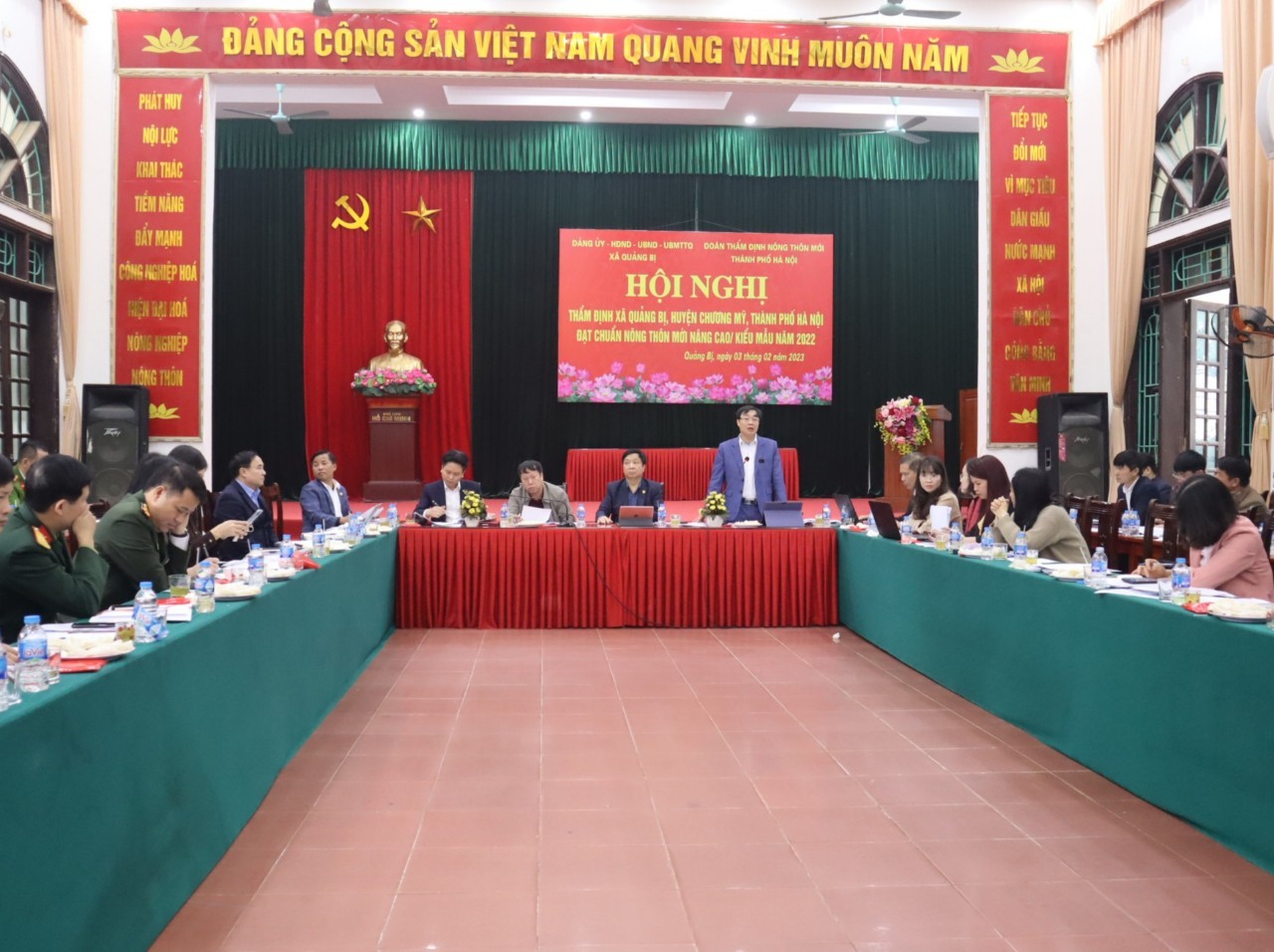 Thẩm định xã đạt chuẩn nông thôn mới nâng cao tại Quảng Bị và Lam Điền
