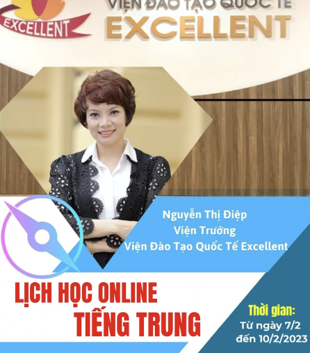 Viện đào tạo Quốc tế Excellent thông báo lịch học online tiếng Trung