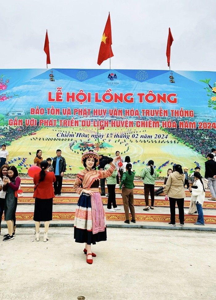 Á hậu Lê Thị Khánh Vân tham dự Lễ hội Lồng Tông – Ngày hội xuống đồng của dân tộc Tày tại Tuyên Quang năm 2024