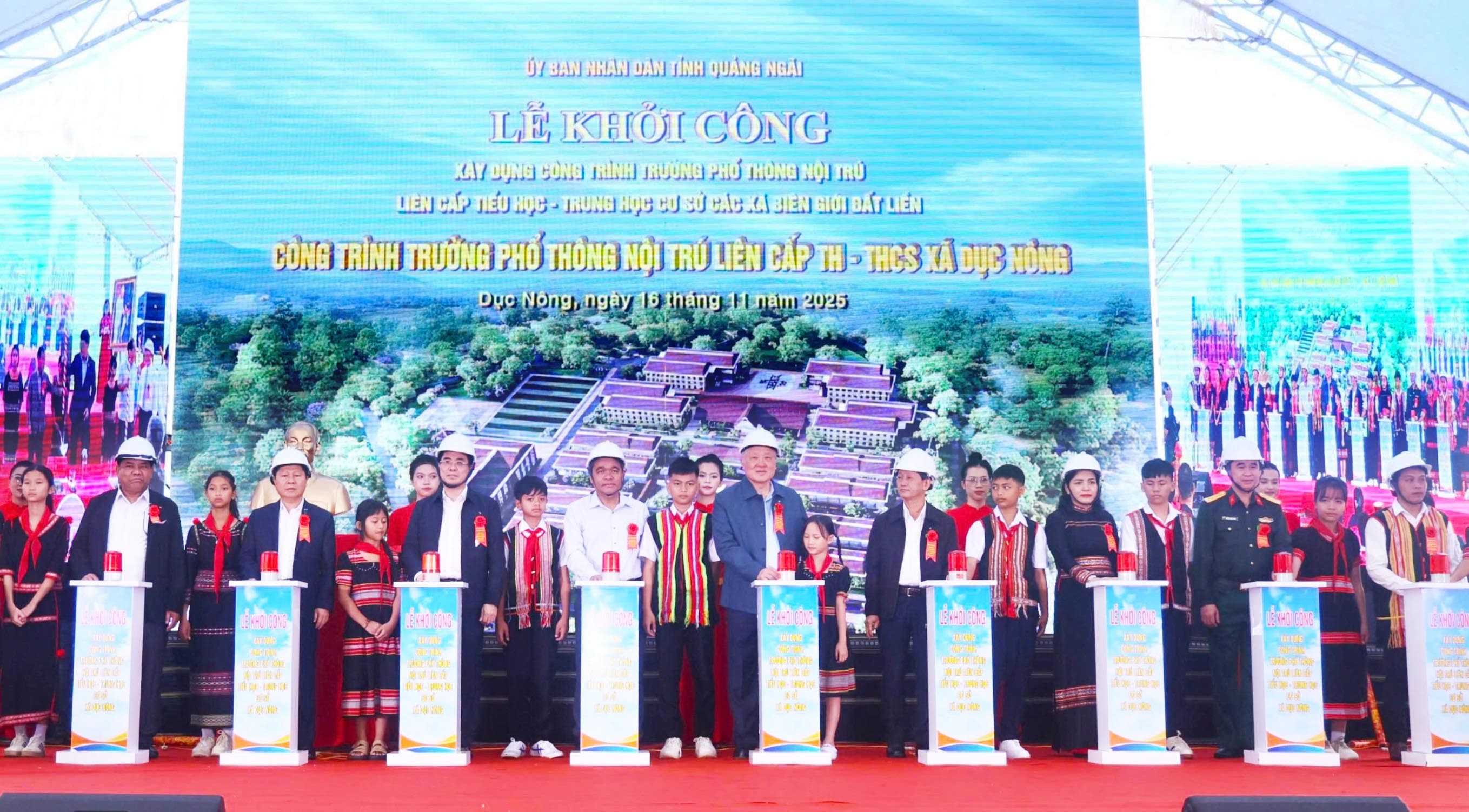 Quảng Ngãi: Khởi công xây dựng 4 trường nội trú liên cấp tại 4 xã biên giới