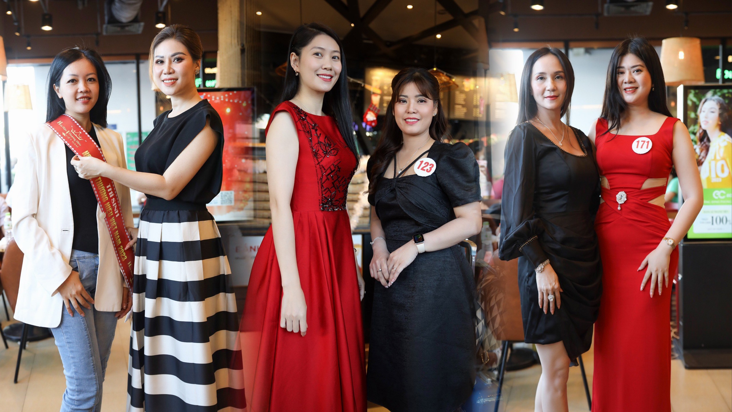 Hoa hậu Lê Thị Thơ, Á hoàng Dương Yến Trinh, người đẹp Hoa Nam trao sash, số báo danh cho thí sinh Hoa hậu Thương hiệu Việt Nam 2023