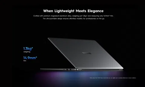 Tecno ra mắt laptop mỏng nhẹ Megabook S16, màn hình 16 inch, bộ tính năng AI thông minh