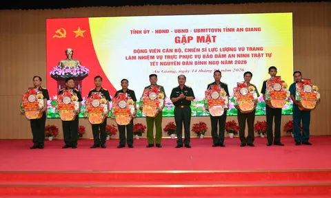 An Giang: Gặp mặt, động viên lực lượng vũ trang trực Tết Nguyên đán Bính Ngọ 2026