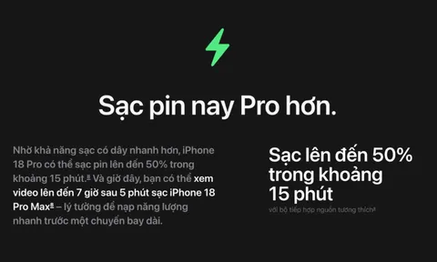 Pin iPhone 18 Pro Max lên đến 43 giờ, khoảng cách với iPhone 17 Pro Max lộ rõ