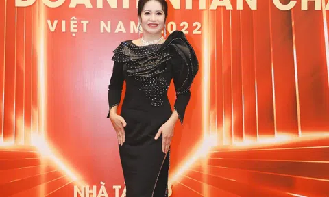 Á hậu Vũ Thị Xuyến diện đầm đen quyền lực tại họp báo Hoa hậu Doanh nhân Châu Á Việt Nam 2022