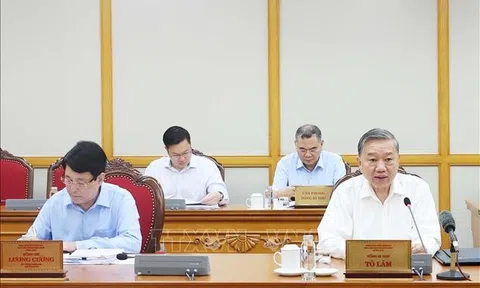 Tổng Bí thư Tô Lâm chủ trì cuộc họp cho ý kiến về tiến độ sắp xếp tổ chức bộ máy và đơn vị hành chính các cấp
