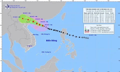 Ngày 5/10, bão tăng cấp trên vùng biển phía Đông Bắc đảo Hải Nam (Trung Quốc)
