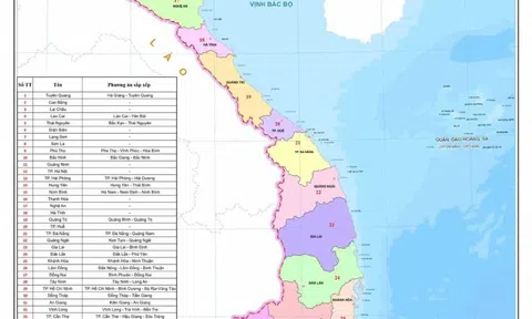 Bản đồ 34 tỉnh thành mới của Việt Nam vừa được Quốc hội thông qua