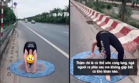 Cư dân mạng 'thót tim' trước cảnh người phụ nữ tập yoga trên đại lộ đông đúc xe cộ