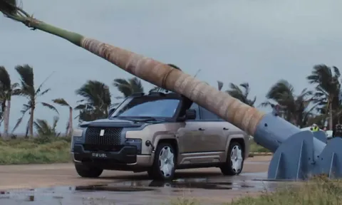 SUV hạng sang YangWang U8L khoe độ cứng với màn thử nghiệm bị cây lớn đổ lên nóc xe