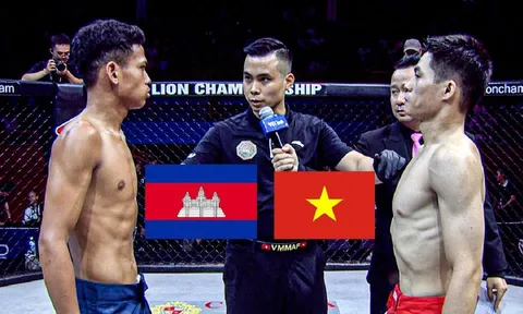 Tung đòn hiểm, võ sĩ Việt Nam khiến tay đấm Campuchia ngất lịm trên sàn MMA