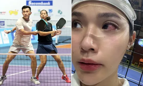 Hot girl pickleball khóc thét khi bị đối thủ nam đánh bóng vào mắt, CĐM bùng nổ tranh cãi