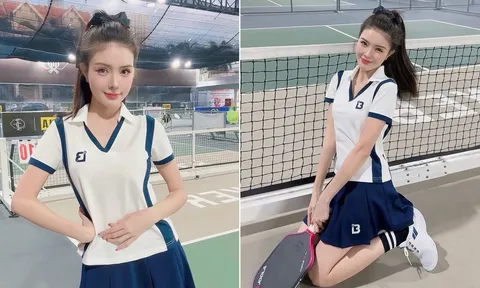 Tình cũ Bùi Anh Tuấn 'phát sáng' trên sân pickleball: Nhan sắc như búp bê, trang phục ghi điểm lớn
