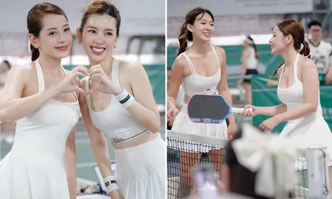 Gấp đôi visual: Chi Pu khoe dáng cực bốc, sát cánh cùng 'em Kim vén váy' trên sân pickleball