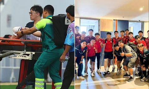Dính chấn thương kinh hoàng tại SEA Games 33, đội trưởng Lào nhận mòn quà ý nghia từ U22 Việt Nam
