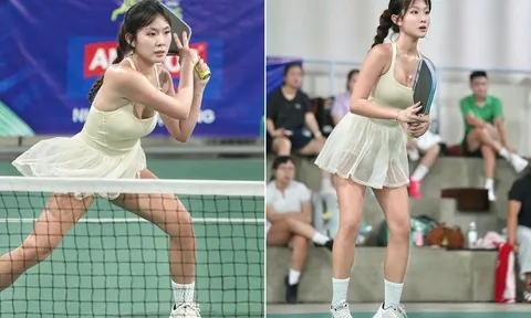 Dàn chân dài gây sốt ở giải Pickleball của Lý Hoàng Nam, em Kim vén váy thất bại ê chề