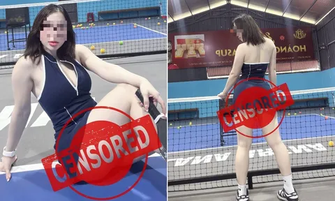 Mặc như không mặc, cô gái khoe trọn vòng 3 trên sân Pickleball khiến người xem đỏ mặt