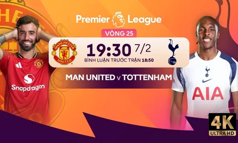 Trực tiếp bóng đá MU vs Tottenham, 19h30 ngày 7/2 - Link xem trực tiếp Ngoại hạng Anh miễn phí HD