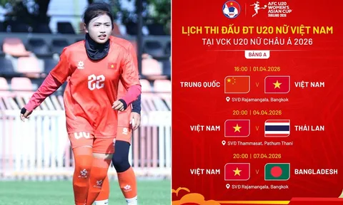 Lịch thi đấu của U20 nữ Việt Nam tại VCK U20 nữ châu Á 2026, gặp Trung Quốc và Thái Lan ngày nào?