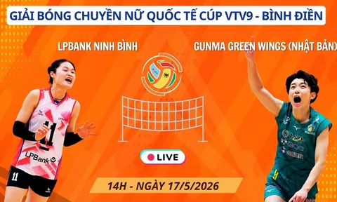 Trực tiếp bóng chuyền Gunma Green Wings vs LPBank Ninh Bình 14h ngày 17/5 - Cúp VTV9 Bình Điền 2026