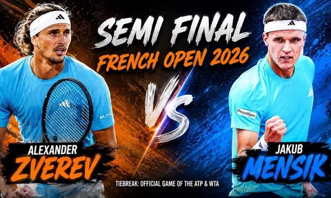 VTV trực tiếp tennis Jakub Mensik vs Alexander Zverev - Link xem trực tiếp Bán kết Roland Garros 2026