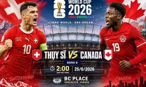VTV trực tiếp bóng đá Thuỵ Sĩ vs Canada - Link xem trực tiếp World Cup 2026 hôm nay 25/6