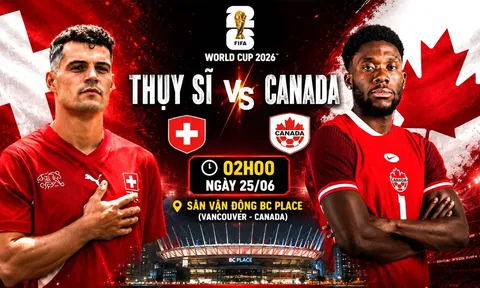 VTV6 trực tiếp bóng đá Thụy Sĩ vs Canada 2h ngày 25/6 - Link xem trực tiếp World Cup 2026 hôm nay