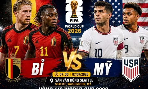 Link xem TRỰC TIẾP bóng đá Mỹ vs Bỉ 07h00 ngày 7/7 - VTV3, VTV6 trực tiếp World Cup 2026 mới nhất