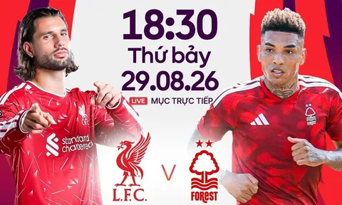 TRỰC TIẾP bóng đá Liverpool vs Nottingham Forest - 18h30 ngày 29/8 - Link xem trực tiếp Ngoại hạng Anh
