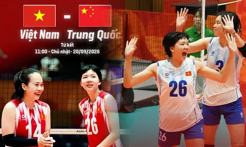 VTV6, VTV7 TRỰC TIẾP bóng chuyền nữ Việt Nam vs Trung Quốc hôm nay 20/9 - Link xem bóng chuyền nữ ASIAD 2026