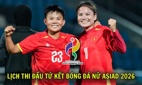 Lịch thi đấu Tứ kết bóng đá nữ ASIAD 2026 hôm nay 25/9: ĐT nữ Việt Nam đại chiến Trung Quốc khi nào?