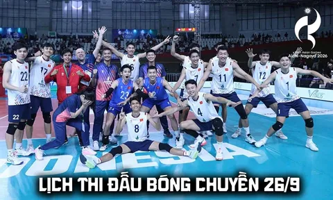 Lịch thi đấu bóng chuyền hôm nay 26/9: Kênh phát sóng tuyển Việt Nam đấu Ấn Độ tại ASIAD 2026