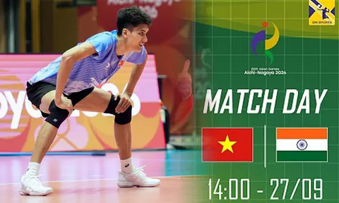 Xem TRỰC TIẾP bóng chuyền Việt Nam đấu Ấn Độ ở đâu? VTV6, VTVGo phát sóng bóng chuyền ASIAD 2026