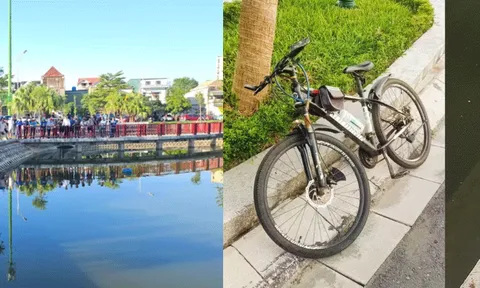 Hiện trường vụ tìm thấy thi thể người đàn ông dưới hồ Bảy Mẫu, xe đạp và dép tìm thấy trên bờ