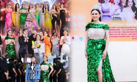 Hoa hậu Thiện nguyện Lý Kim Ngân trao giải cho Á hậu 3 Hoa hậu Doanh nhân Đất Việt 2023