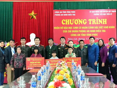 Thiết thực và nhân văn từ chương trình nhận đỡ đầu trẻ em có hoàn cảnh khó khăn của lực lượng An ninh điều tra, Công an tỉnh Vĩnh Phúc