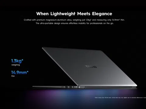Tecno ra mắt laptop mỏng nhẹ Megabook S16, màn hình 16 inch, bộ tính năng AI thông minh