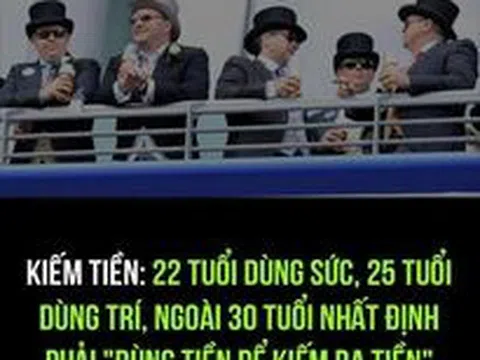 22 tuổi dùng sức, 25 tuổi dùng trí, ngoài 30 tuổi nhất định phải "đầu tư để kiếm ra tiền"