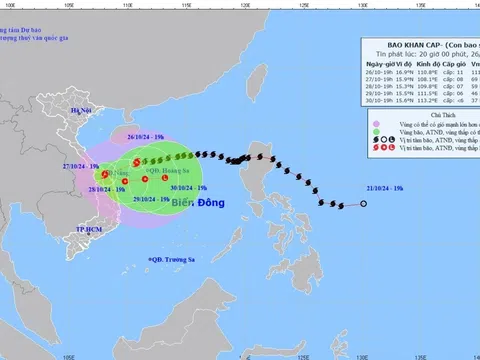 Bão số 6 giật cấp 14 vào khu vực các tỉnh Quảng Trị-Quảng Nam từ tối mai (27/10) gây ra đợt mưa lớn