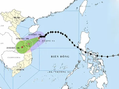 Ngày 22/10, Bão số 12 di chuyển vào bờ, gây mưa rất to từ Hà Tĩnh đến Quảng Ngãi